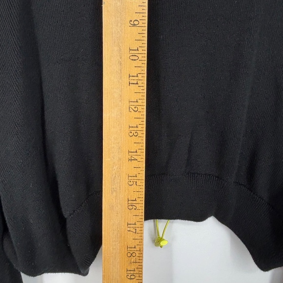 Topshop Womens Medium Pullover Cropped Sweater Black Yellow Drawstring Oversized - Picture 7 of 7